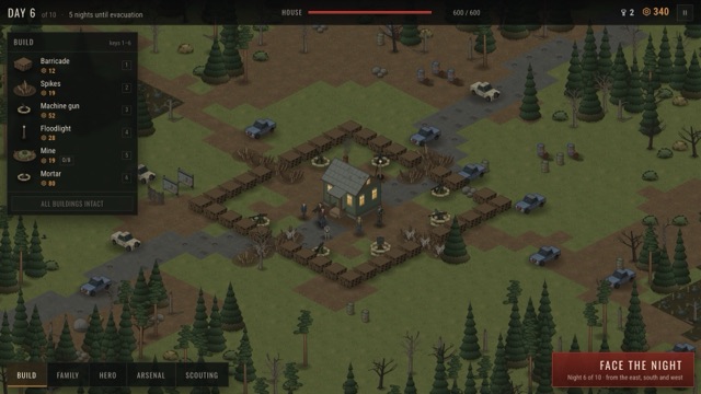 Building barricades and turrets by day